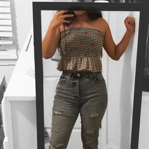 checkered cherry tube top